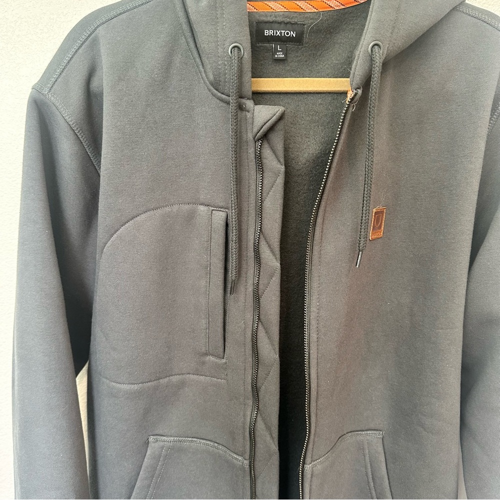 Brixton Men's Builders Charcoal Zip-Up Hoodie - Picture 7 of 8